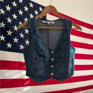 Celebrity Pink Denim Vest with Buttons